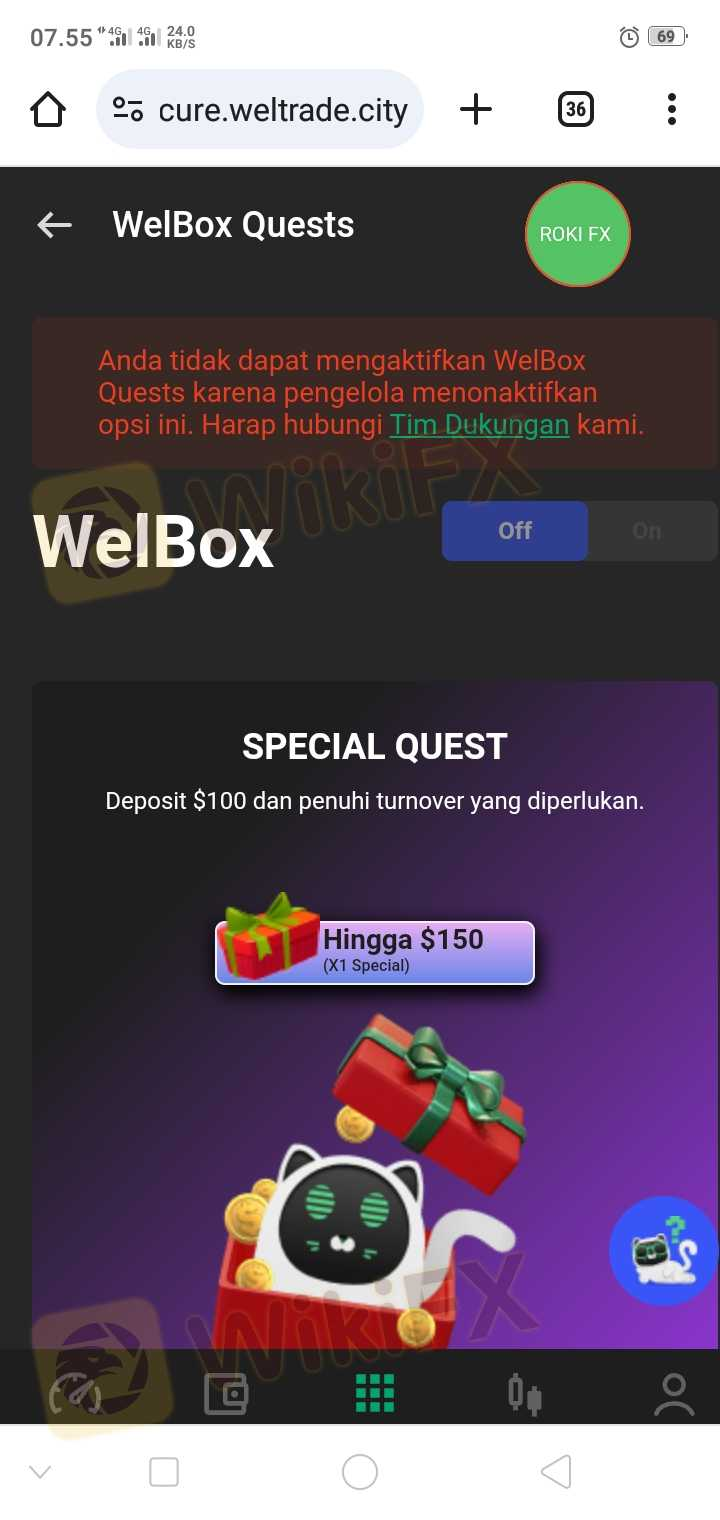 联属网络营销计划和所有推荐已与您的个人资料断开连接； - Welbox Iphone奖被拒绝； - 您的个人资料中的 Welbox 促销活动被阻止。 iPhone奖被取消，推荐伙伴交易1800多手，提款2000多美元，其他几笔提款已经好几天没有收到，但他还是全部发出。