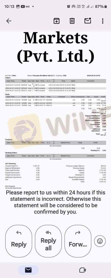 敬的先生/女士, 我写信是为了评价 Belleofx 诈骗交易商提供的服务。 我的名字是法鲁克·阿里·阿巴西,在 Belleofx 开设了一个账户,MT5账号为12661。我的账户发生了一件事,让我意识到Belleofx 是一个欺诈交易商,希望这能引起您的注意。4月22日,我在账户入金504美元,并卖出了31股美股META Facebook。我盈利了 2251 .96美元,当我要求提取利润时,Belleofx 诈骗公司取消了我的所有利润,并通过电子邮件告诉我,我的交易是欺诈交易。 我不明白基于投机或新闻的交易如何被视为欺诈。我盈利了,但想出金的时候他们不肯给我。如果我赚钱,他们拒绝出金,但如果我在交易中赔钱,他们就不在意。他们还说只退还我的本金。我想提醒所有散户,在Belleofx 诈骗公司交易时要小心谨慎。他们的独立服务器似乎是不连着交易所的。提醒所有读者提防这个诈骗交易商。Belleofx的首席执行官,你们交易商在欺骗我,请退还我的利润,我没有做错任何事,只是在你们提供的美股上进行正常的交易。如果我用同样的策略亏损了,公司会赔偿我的损失吗?所有散户交易者尽快从 Belleofx 诈骗公司撤资,因为即使您盈利,您最终也会损失血汗钱。非常感谢您帮助传播有关此事件的消息,防止更多受害者在该诈骗交易商处亏钱。我已在这封电子邮件中附上了屏幕截图、相关证据、视频。本周我将与我的律师见面,采取行动。 敬的先生/女士, 我写信是为了评价 Belleofx 诈骗交易商提供的服务。 我的名字是法鲁克·阿里·阿巴西,在 Belleofx 开设了一个账户,MT5账号为12661。我的账户发生了一件事,让我意识到Belleofx 是一个欺诈交易商,希望这能引起您的注意。4月22日,我在账户入金504美元,并卖出了31股美股META Facebook。我盈利了 2251 .96美元,当我要求提取利润时,Belleofx 诈骗公司取消了我的所有利润,并通过电子邮件告诉我,我的交易是欺诈交易。 我不明白基于投机或新闻的交易如何被视为欺诈。我盈利了,但想出金的时候他们不肯给我。如果我赚钱,他们拒绝出金,但如果我在交易中赔钱,他们就不在意。他们还说只退还我的本金。我想提醒所有散户,在Belleofx 诈骗公司交易时要小心谨慎。他们的独立服务器似乎是不连着交易所的。提醒所有读者提防这个诈骗交易商。Belleofx的首席执行官,你们交易商在欺骗我,请退还我的利润,我没有做错任何事,只是在你们提供的美股上进行正常的交易。如果我用同样的策略亏损了,公司会赔偿我的损失吗?所有散户交易者尽快从 Belleofx 诈骗公司撤资,因为即使您盈利,您最终也会损失血汗钱。非常感谢您帮助传播有关此事件的消息,防止更多受害者在该诈骗交易商处亏钱。我已在这封电子邮件中附上了屏幕截图、相关证据、视频。本周我将与我的律师见面,采取行动。