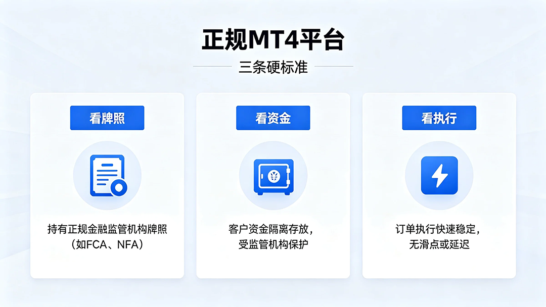 1784616063143530.png jimeng-2026-07-21-6554-未命名项目_正规MT4平台,“三条硬标准”,看牌照、看资金、看执行.png
